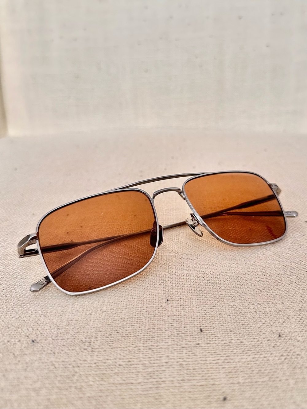 Brioni Titanium Silver and Brown Double Bridge Sunglasses 53mm